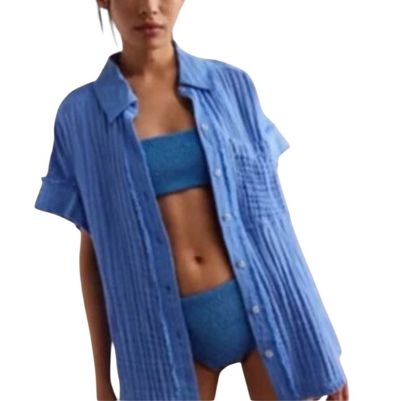 We The Free Tops - FP We The Free Heat Waves Top Linen Blend Gauze Oversized NWOT